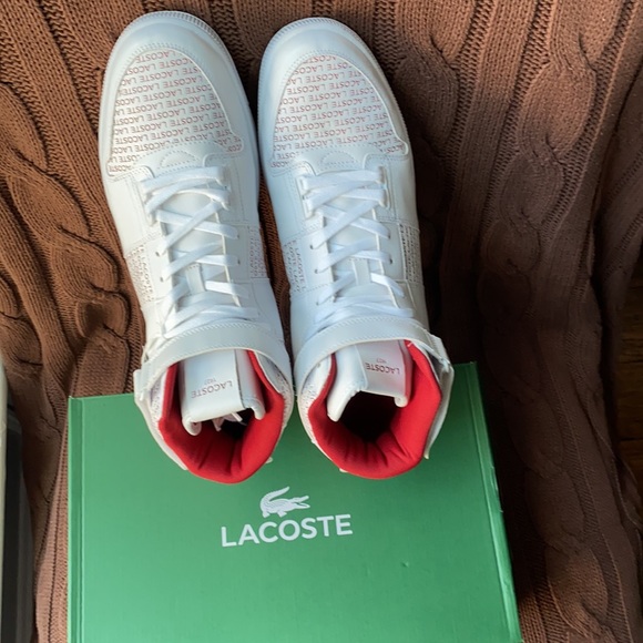 NWT Men’s Lacoste sneakers.With box.White with red letters Size13 - Picture 6 of 7